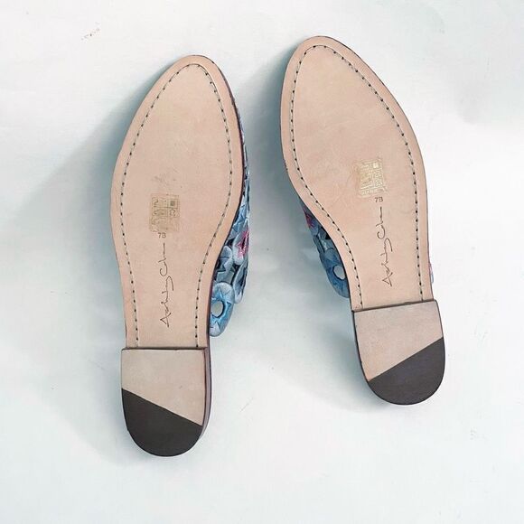 Ashley Cole Mia Embroidered Star Slip On Mules Silver Blue Pink NWOT Size 7B - Picture 4 of 5